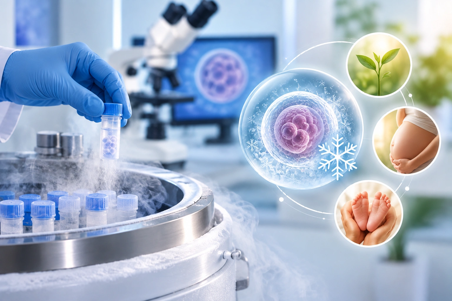 Illustration of fertility preservation and egg freezing