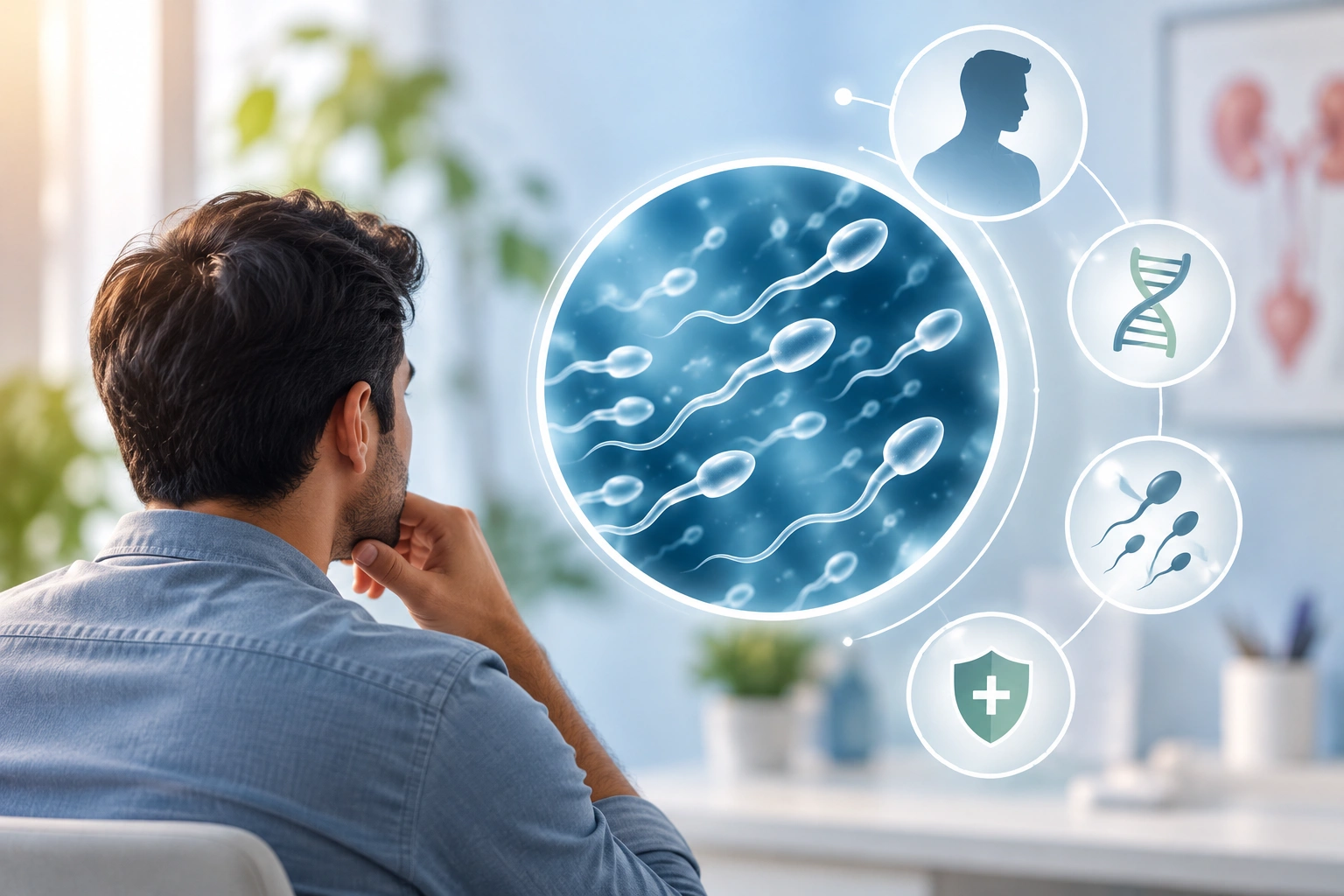Illustration of male fertility evaluation