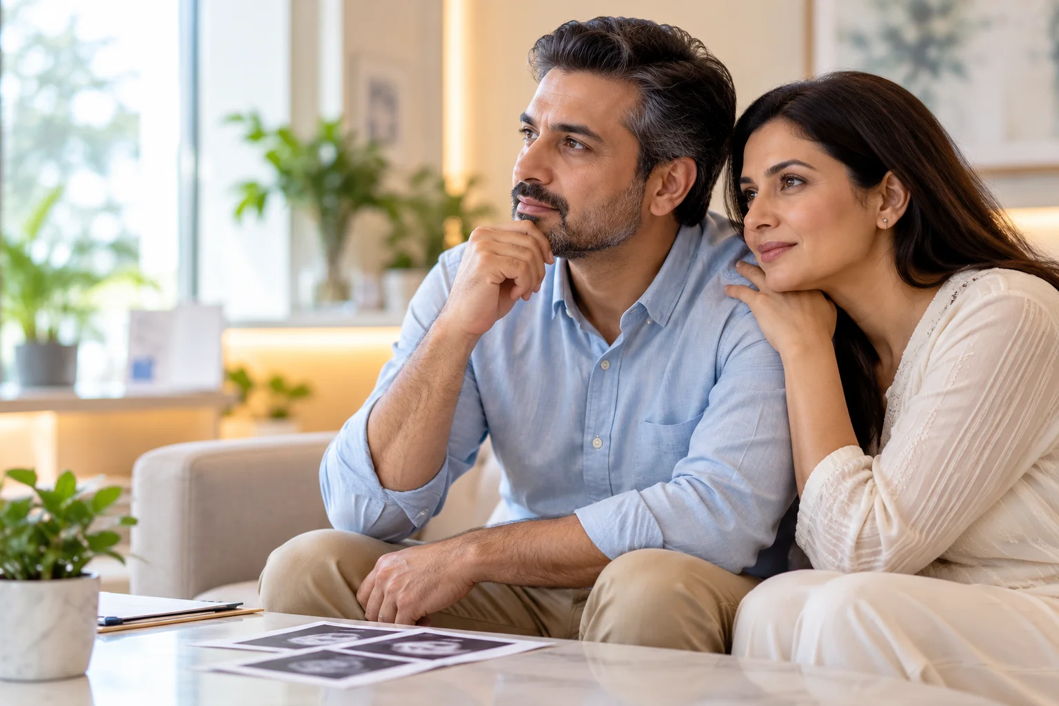 A couple considering fertility test results together