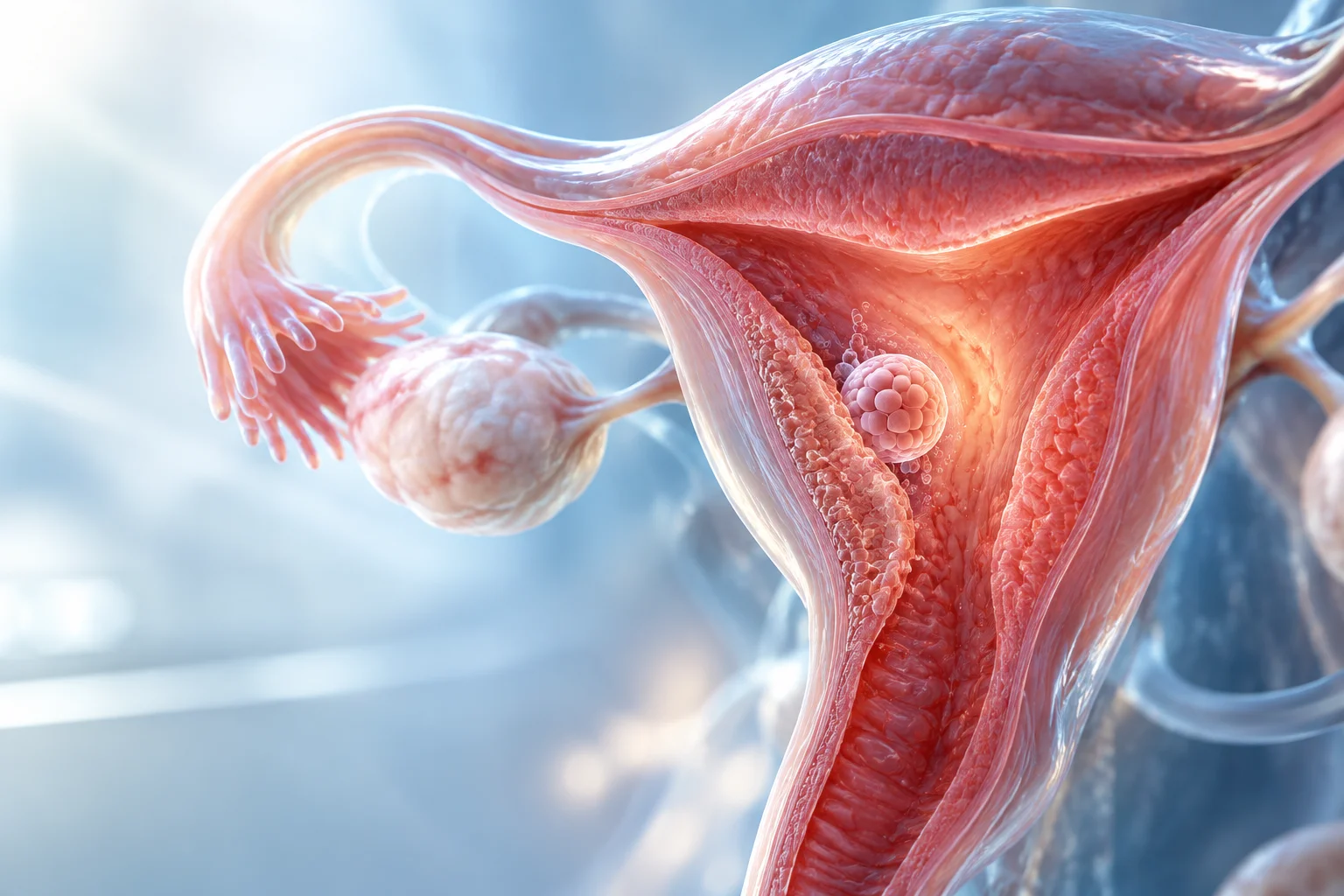 Illustration of an embryo placed in the uterus after embryo transfer