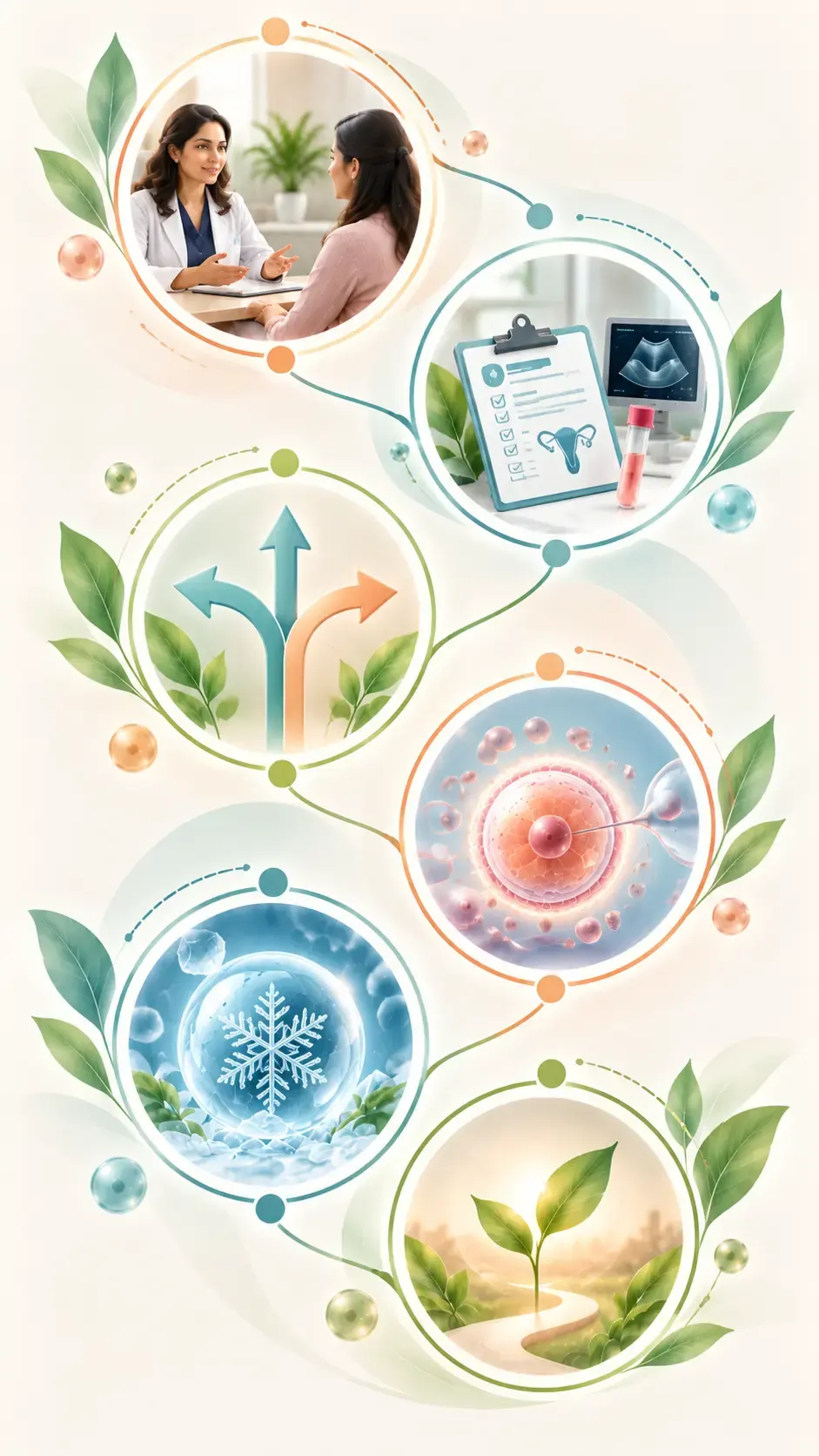 Educational illustration of six preservation stages, from consultation through to future planning